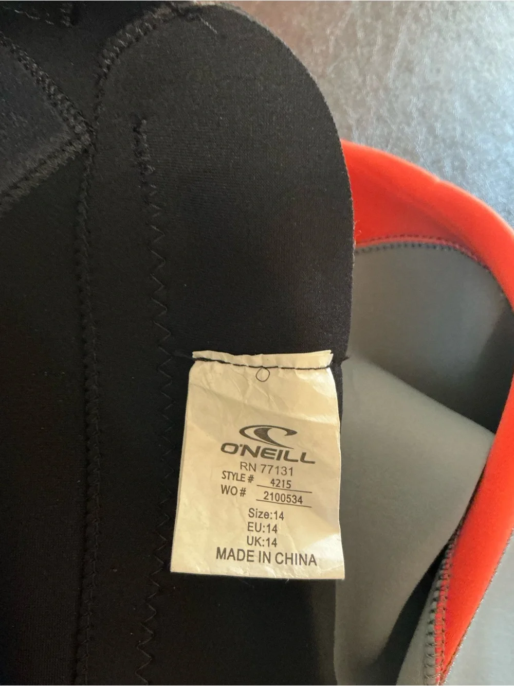 O'Neill Kids' Black Gray Orange One-Piece Wetsuit